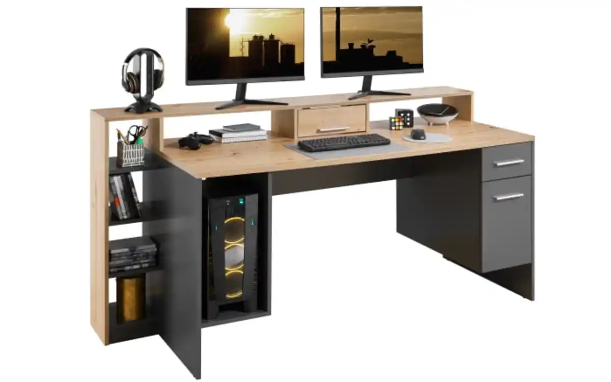 Bild 3 von Bega - Schreibtisch Highscore 4, Artisan Eiche Nachbildung/grau matt, inkl. Beleuchtung