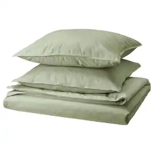 ÄNGSLILJA Bettwäsche-Set, 3-teilig, graugrün 240x220/80x80 cm