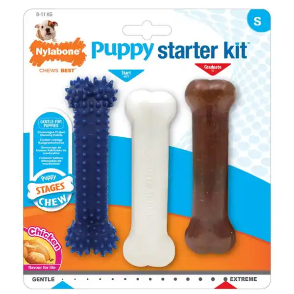 Bild 1 von Nylabone Puppy Welpen Kauknochen Starterset Hühnchen-Geschmack