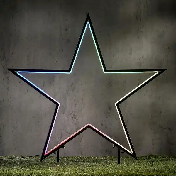 Bild 1 von Garden d'light Neon Gartenstecker LED Stern Eisen schwarz Ø 90 x 102 cm RGB mit Timer