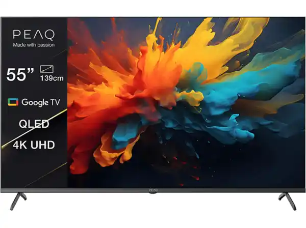 Bild 1 von PEAQ PTV 55GQU-5024 55" Google QLED UHD TV (Flat, 55 Zoll / 139 cm, 4K, SMART TV, TV), Schwarz