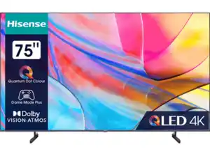 HISENSE 75A7KQ QLED TV (Flat, 75 Zoll / 189 cm, 4K, SMART TV, VIDAA U), Schwarz