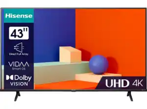 HISENSE 43A6K LED TV (Flat, 43 Zoll / 108 cm, UHD 4K, SMART TV, VIDAA U6), Schwarz