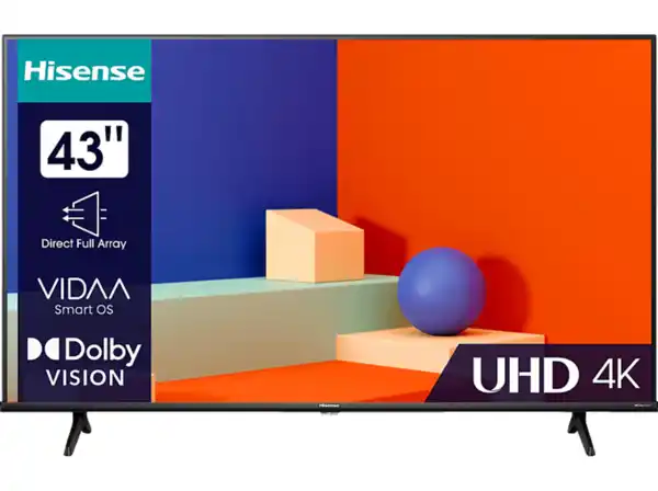 Bild 1 von HISENSE 43A6K LED TV (Flat, 43 Zoll / 108 cm, UHD 4K, SMART TV, VIDAA U6), Schwarz