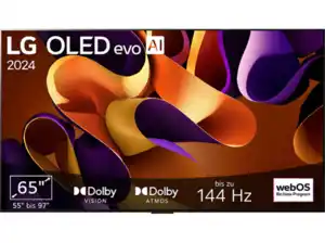 LG OLED65G48LW OLED evo TV (Flat, 65 Zoll / 165 cm, 4K, SMART TV, webOS 24 mit ThinQ), Schwarz