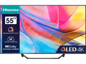 HISENSE 55A7KQ QLED TV (Flat, 55 Zoll / 139 cm, UHD 4K, SMART TV, VIDAA), Kohlengrau