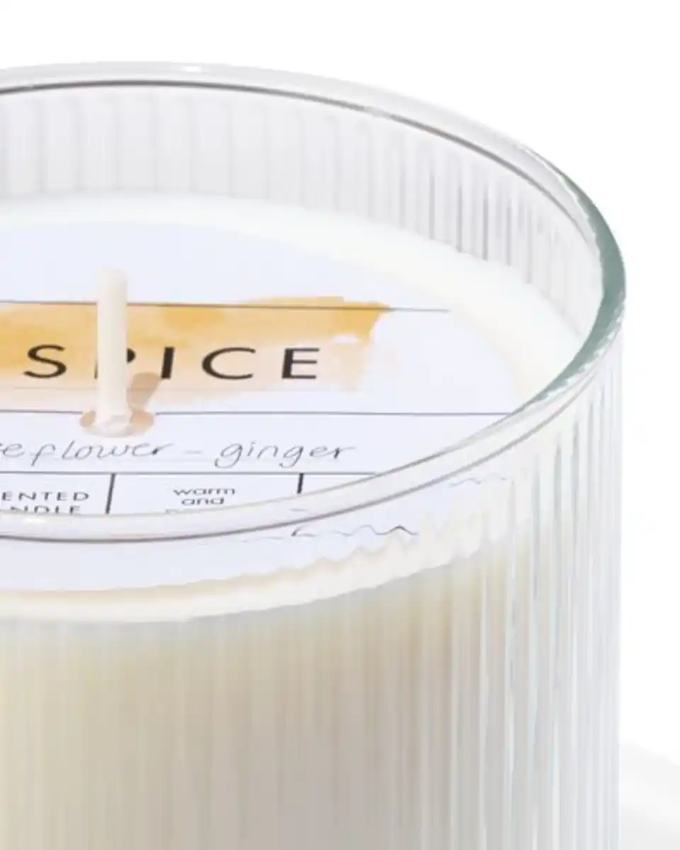 Bild 2 von Duftkerze in geripptem Glas Ø10x10 Gewürz