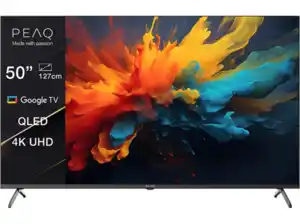 PEAQ PTV 50GQU-5024C 50" Google QLED UHD TV (50 Zoll / 126 cm, 4K, SMART TV, TV), Schwarz