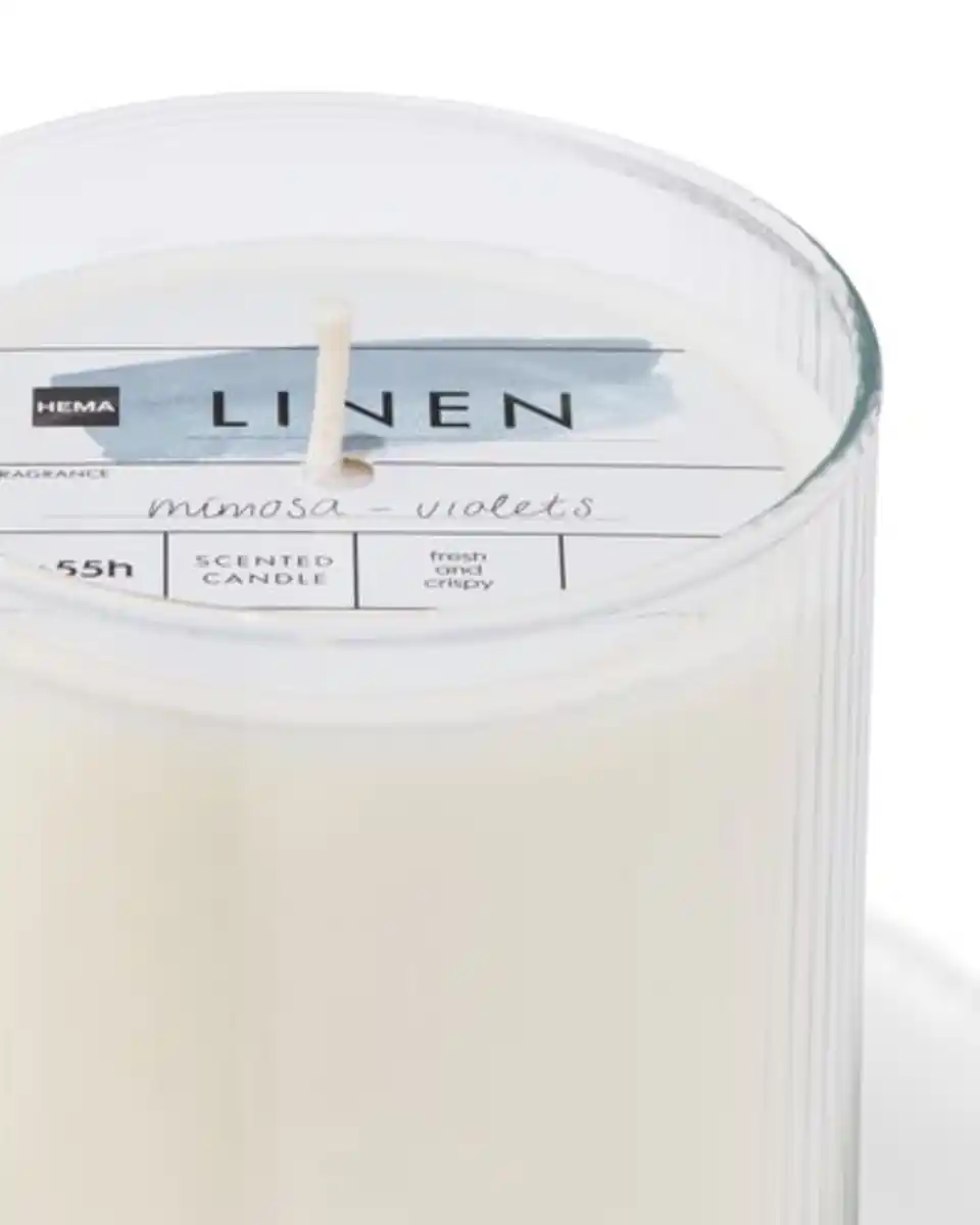 Bild 2 von Duftkerze in geripptem Glas Ø10×10 Leinen