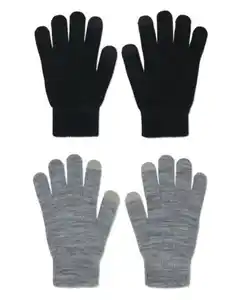 2er-Pack Kinder-Touchscreen-Handschuhe schwarz