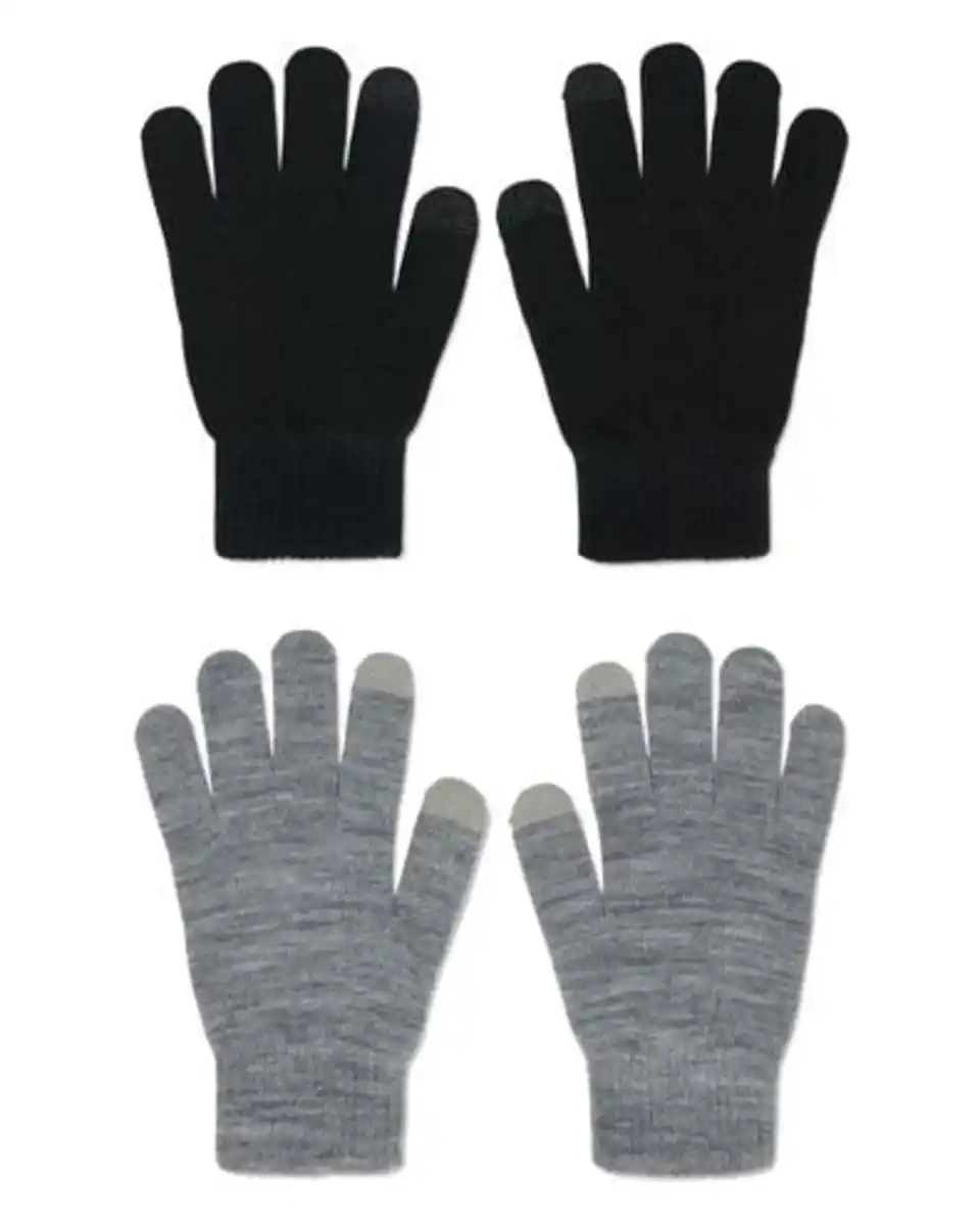 Bild 1 von 2er-Pack Kinder-Touchscreen-Handschuhe schwarz