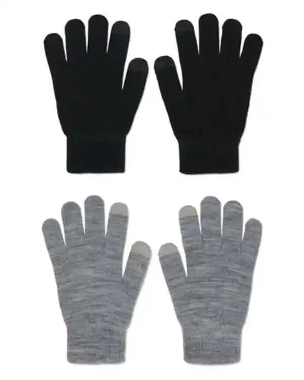 Bild 1 von 2er-Pack Kinder-Touchscreen-Handschuhe schwarz