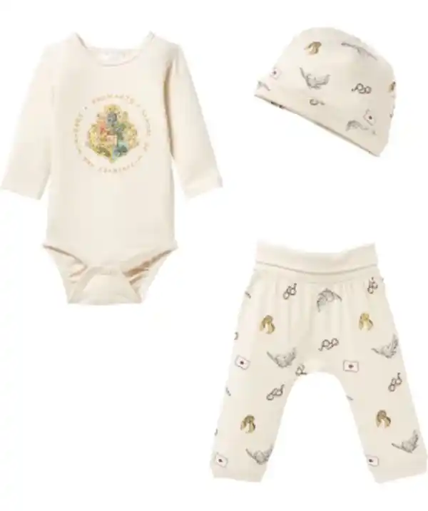 Bild 1 von Harry Potter Newborn Mütze + Body + Hose 3-tlg. Set, offwhite