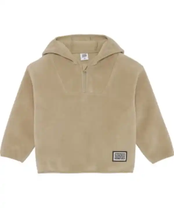 Bild 1 von Fleece-Sweatshirt mit Kapuze Reißverschluss, taupe