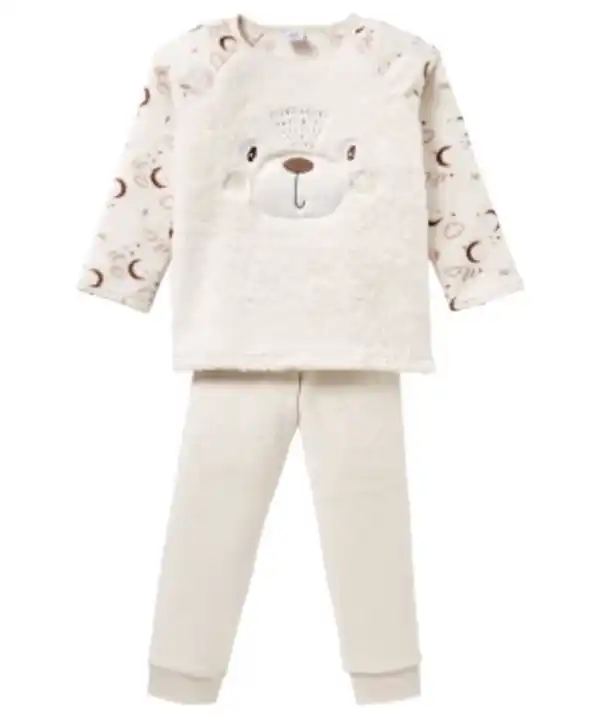 Bild 1 von Flauschiger Pyjama verschiedene Designs, 2-tlg. Set, offwhite