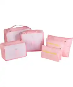 Organizer-Set für Reisen 6-teilig, rosa
