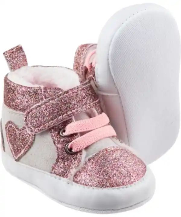 Bild 1 von Glitzernde Babyschuhe Teddykopf_Baby, Klettverschluss, hellgrau