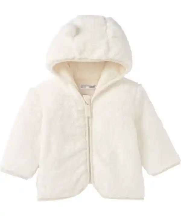 Bild 1 von Newborn Fleecejacke Ergee, Kapuze mit Ohren, offwhite