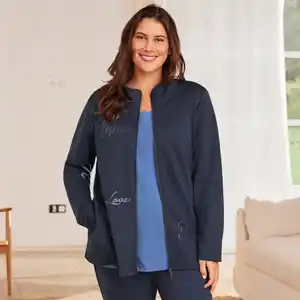 Damen-Sweatjacke mit Strasssteinen, große Größen, Dark-blue