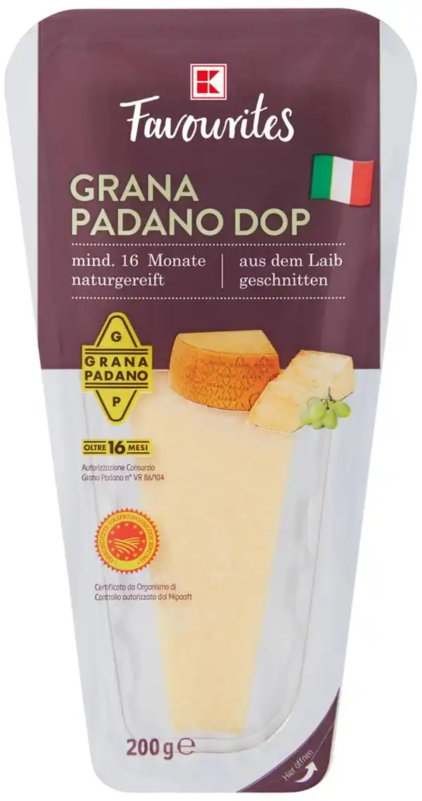 Bild 1 von K-FAVOURITES Grana Padano DOP, am Stück, 200-g-Packg.