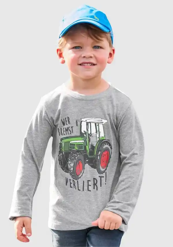 Bild 1 von KIDSWORLD Langarmshirt WER BREMST, VERLIERT! Spruch, Grau