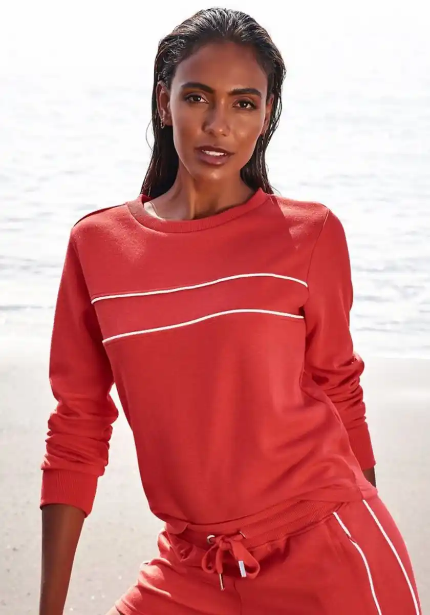 Bild 1 von H.I.S Sweatshirt mit Piping auf der Brust, Loungeanzug, Rot
