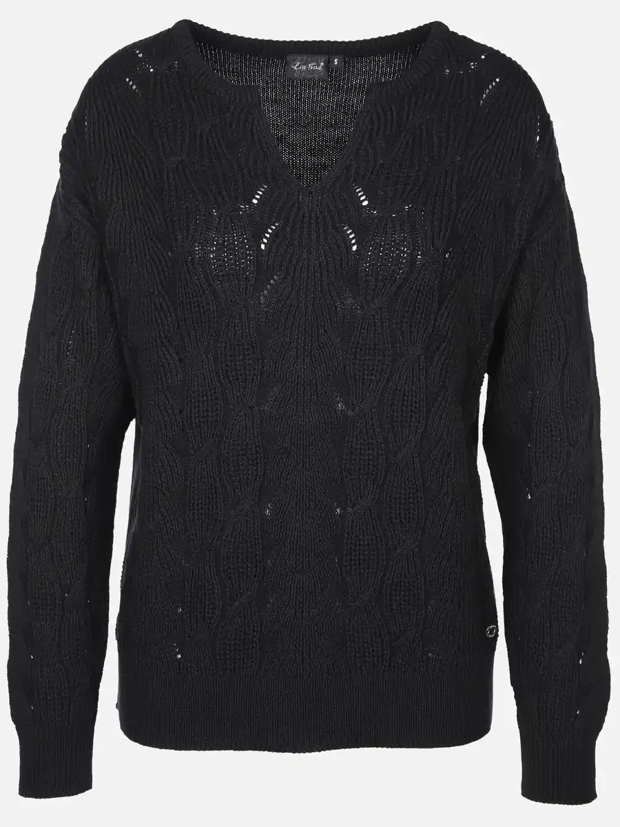 Bild 1 von Damen Ajour Pullover mit V-Ausschnitt Schwarz