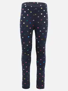 Mädchen Thermo-Leggings mit Metallicprint Marine