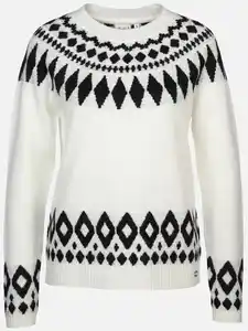 Damen Norweger Pullover Weiß