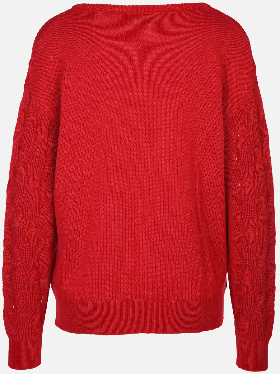 Bild 2 von Damen Ajour Pullover mit V-Ausschnitt Rot