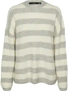 Vero Moda VMNATAHLIE LS O-NECK Strickpullover Grau