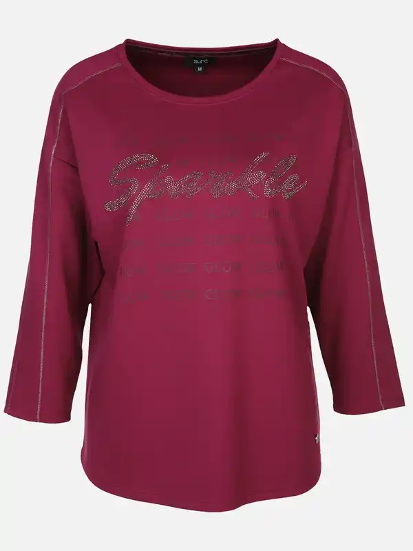 Bild 1 von Damen Sweatshirt mit Glitzerschrift Rot