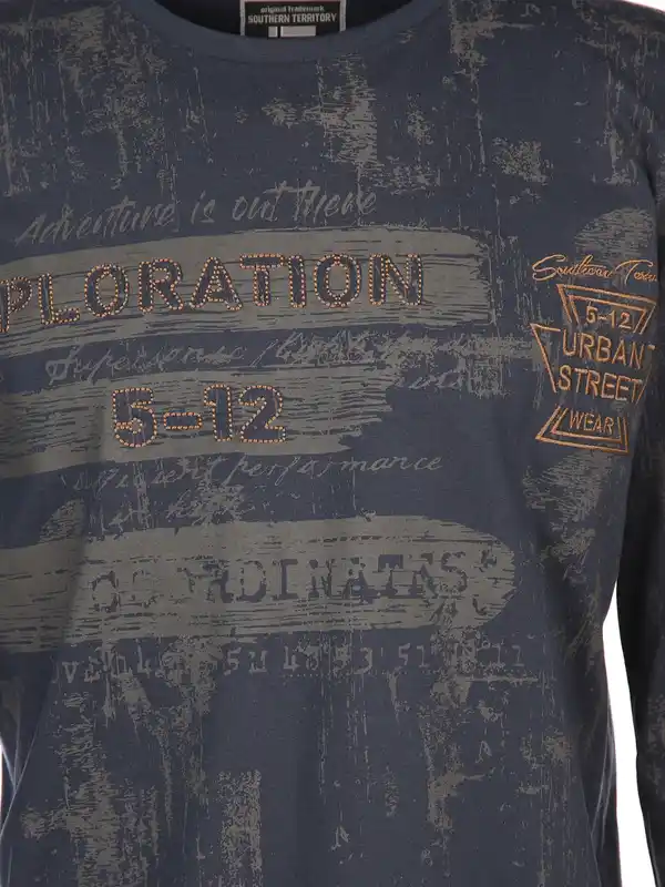 Bild 3 von Herren Longsleeve mit Print Blau