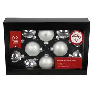 Glitzerkugeln 12er-Set 7cm Silber