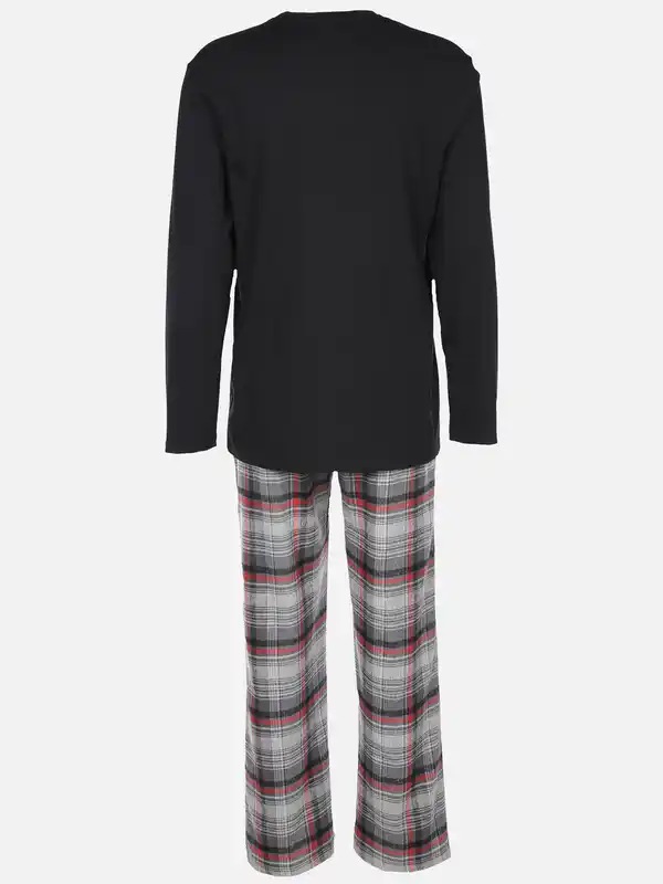 Bild 2 von Herren Pyjama Flanell Schwarz
