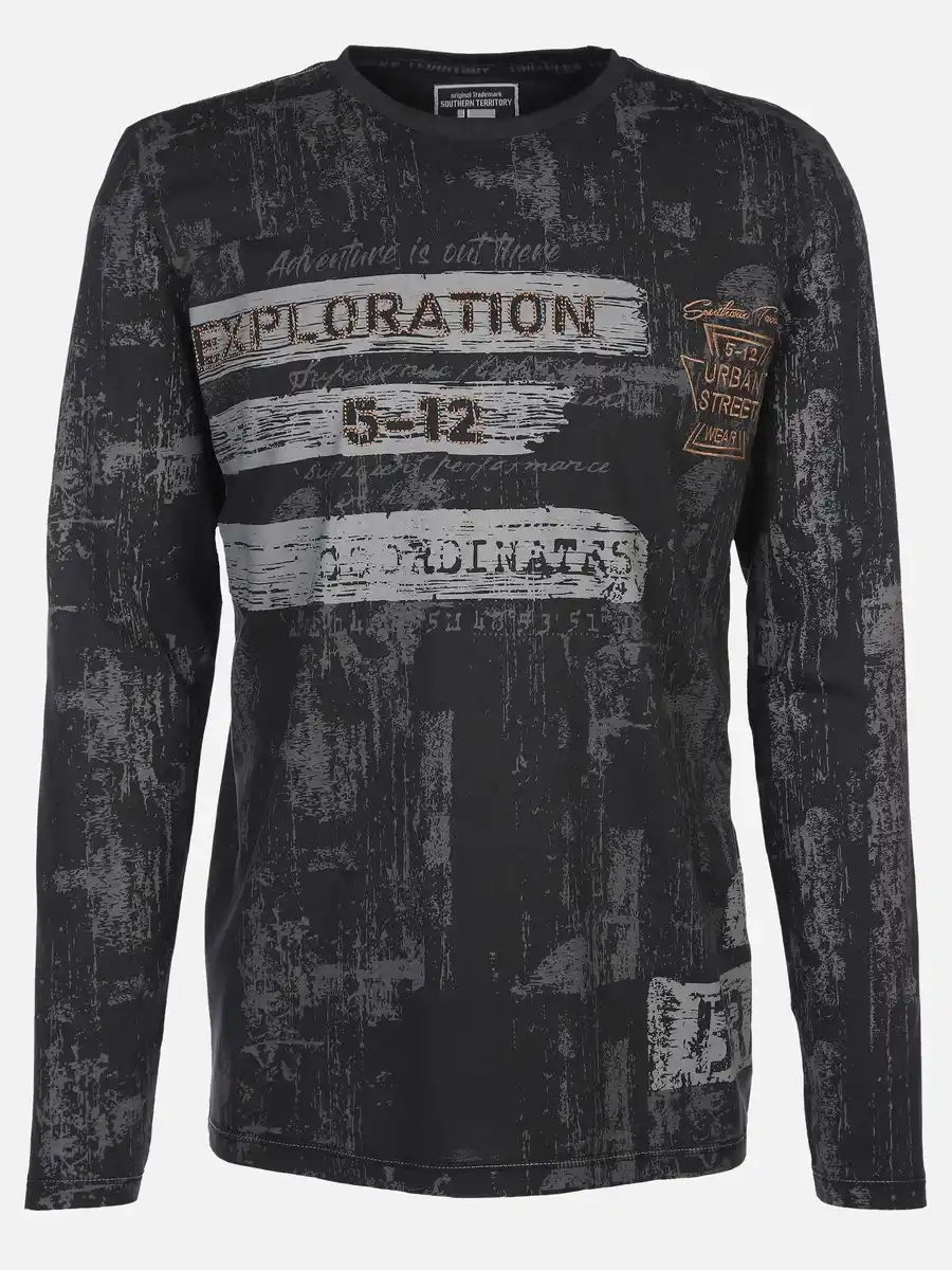Bild 1 von Herren Longsleeve mit Print Schwarz