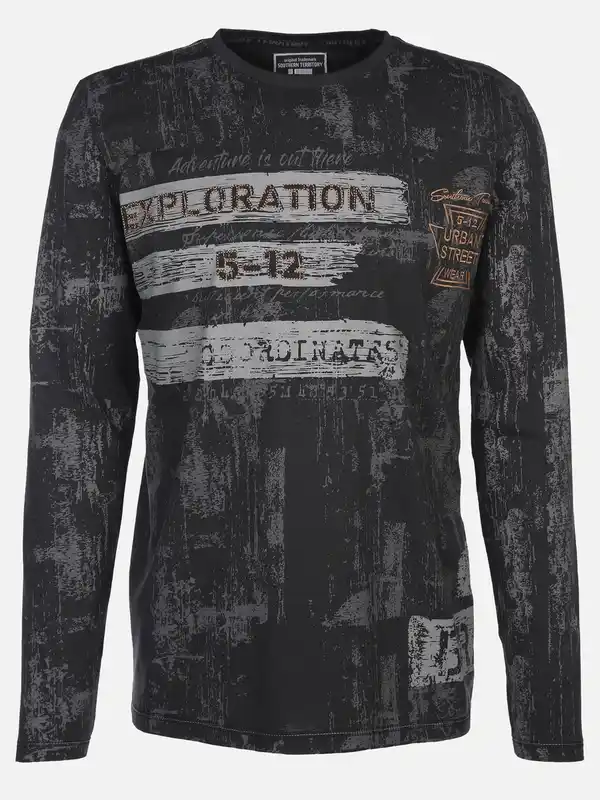 Bild 1 von Herren Longsleeve mit Print Schwarz