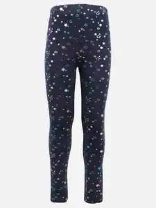 Mädchen Thermo-Leggings mit Metallicprint Blau