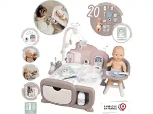 SMOBY Baby Nurse Cocoon Puppen-Spielzimmer 3-in-1 mit Puppe Puppenspielset, Rosa (120)