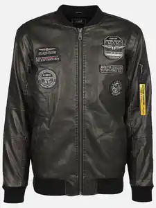 Herren Bomberblouson mit vielen Patches Schwarz