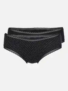 Damen Hipster Slips im 2er Pack Schwarz