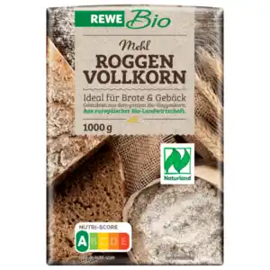 REWE Bio Naturland Roggen Vollkorn Mehl 1000g