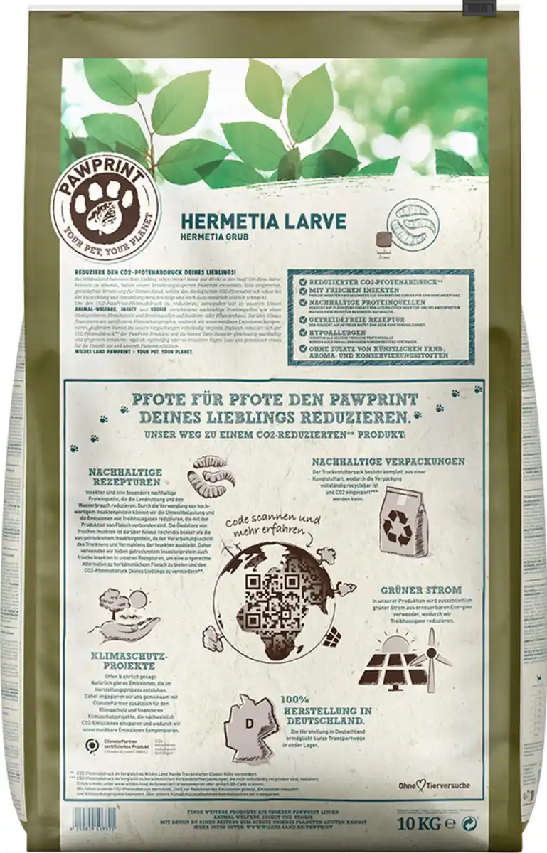 Bild 2 von Wildes Land Hundefutter Adult PawPrint Insect Hermetia Larve, 10 kg