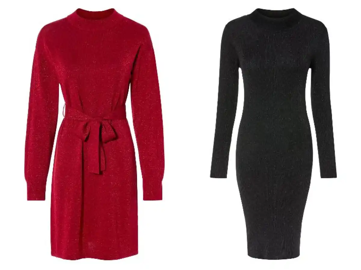 Bild 1 von esmara® Damen Geripptes Strickkleid mit edlem Glitzereffekt