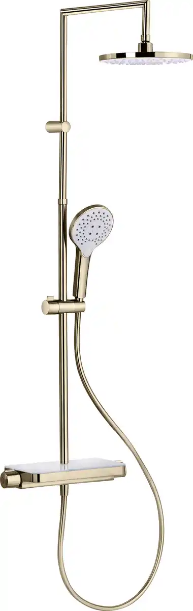 Bild 1 von Primaster Duschsystem mit Thermostatarmatur und Ablage Prag lightgold 3 Strahlarten