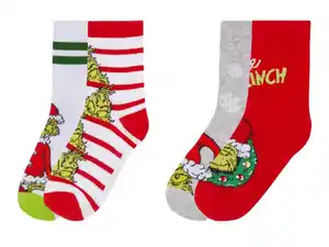 Kinder Socken »Grinch«, 2 Paar, hoher Baumwollanteil