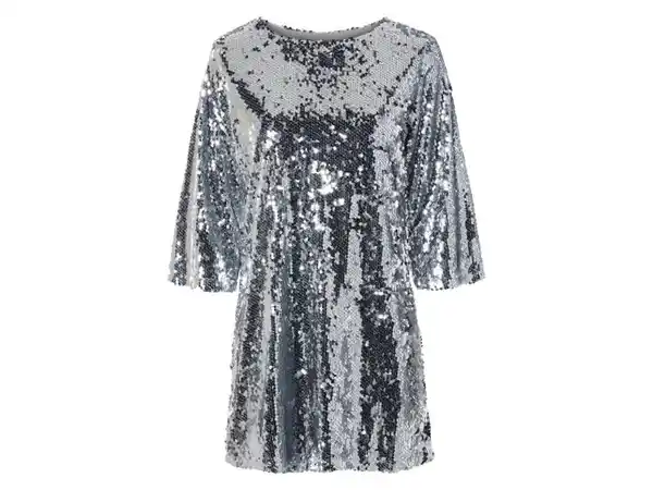 Bild 2 von esmara® Damen Pailletten-Kleid / Pailletten-Wickelkleid, mit Rundhalsausschnitt / V-Ausschnitt