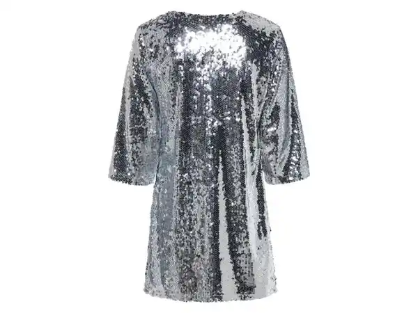 Bild 3 von esmara® Damen Pailletten-Kleid / Pailletten-Wickelkleid, mit Rundhalsausschnitt / V-Ausschnitt