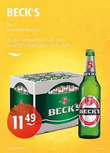 BECK'S Bier verschiedene Sorten