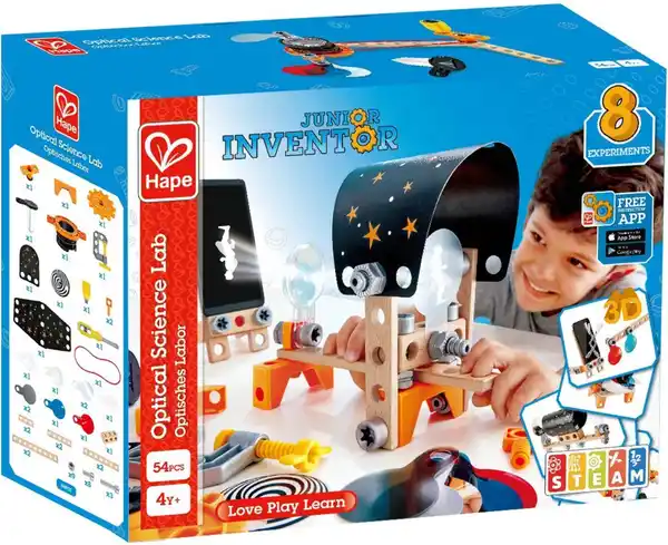 Bild 1 von Hape Konstruktions-Spielset Holzspielzeug, Junior Inventor Optisches Labor, (54 St)